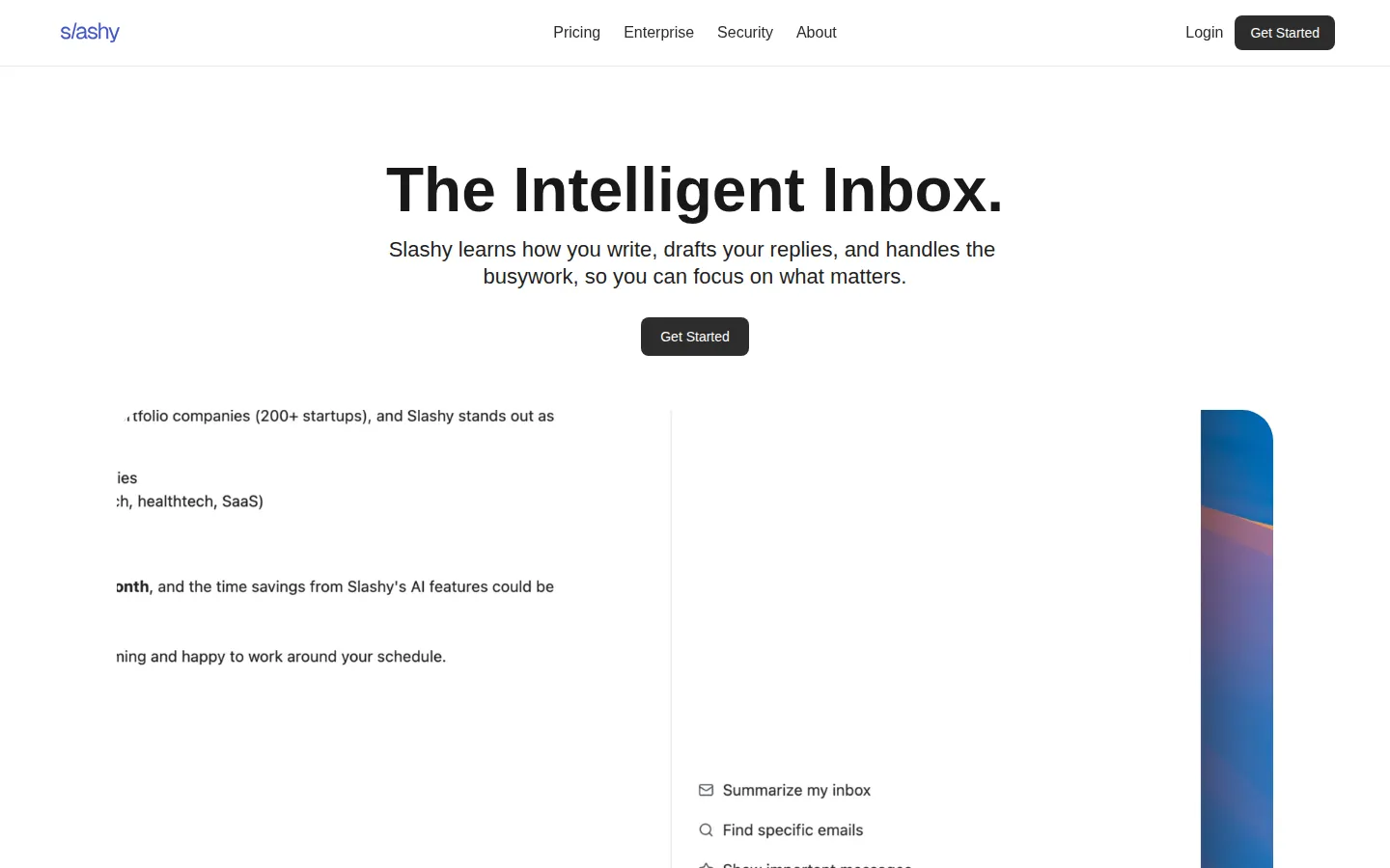 Slashy AI Email Assistant product interface screenshot