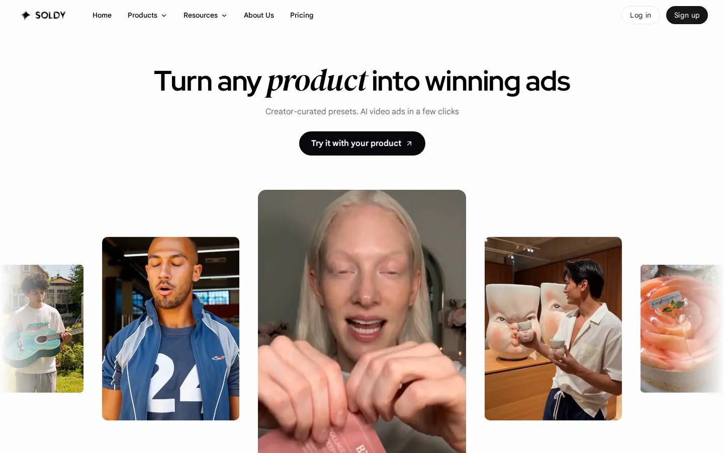 Soldy AI Video Generator product interface screenshot
