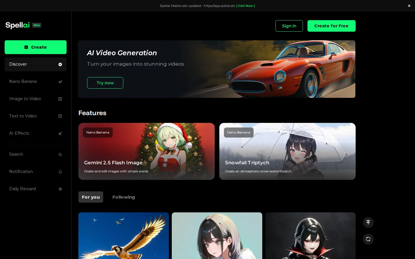 Spellai AI Image Generator product interface screenshot
