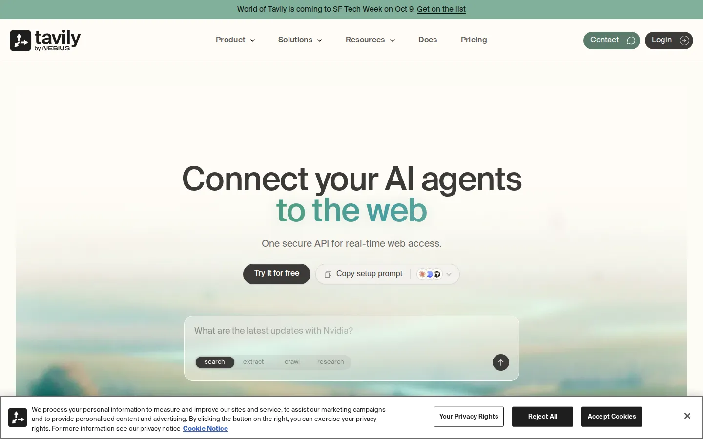 Tavily AI API product screenshot
