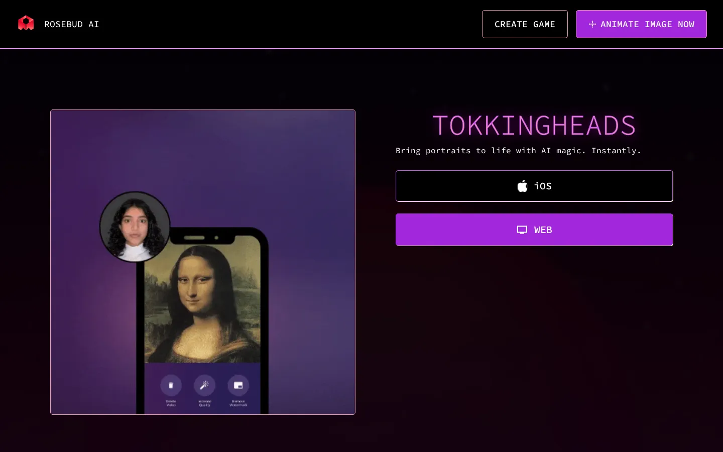 TokkingHeads AI Video Generator product interface screenshot
