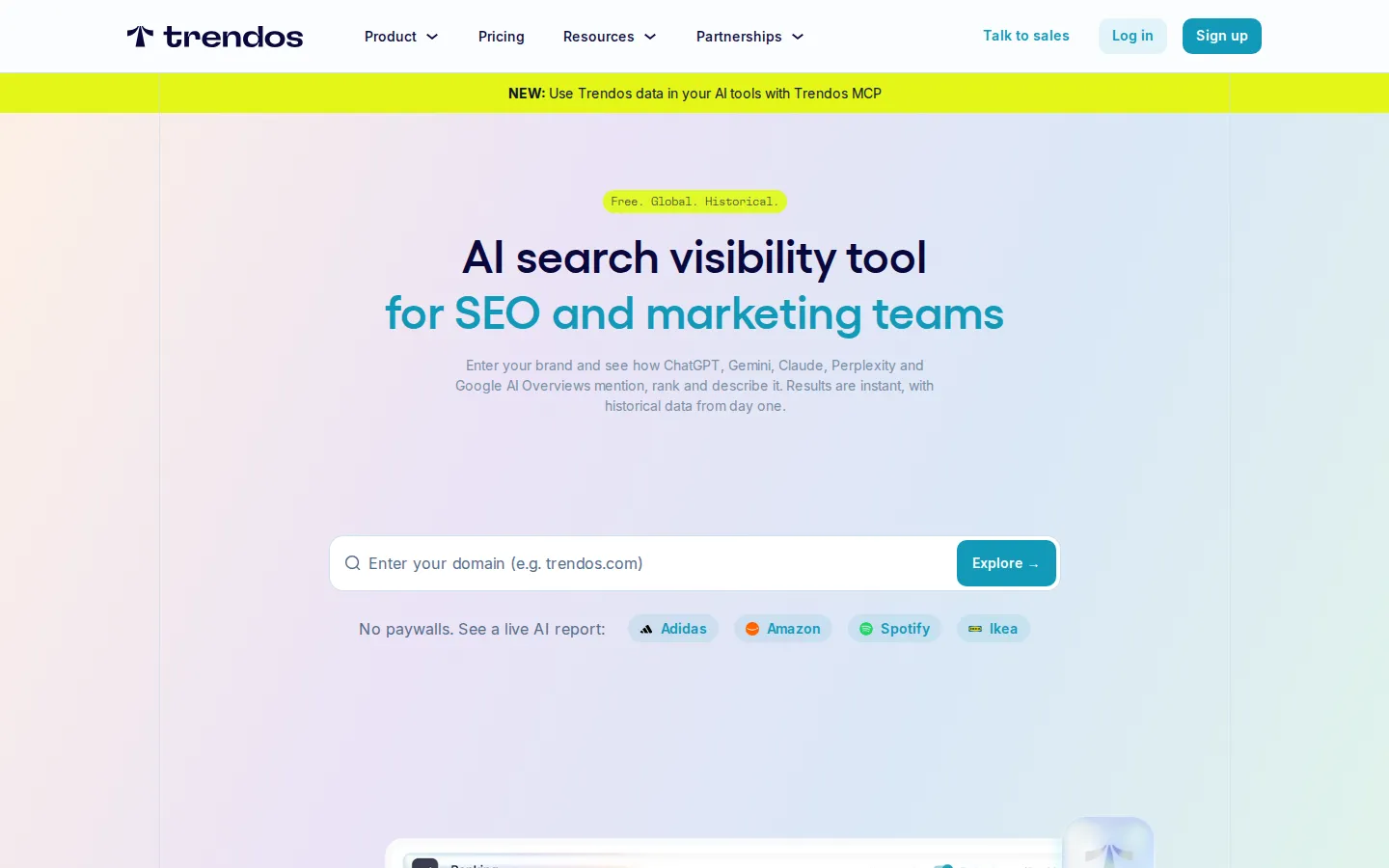 Trendos AI SEO Tools product interface screenshot
