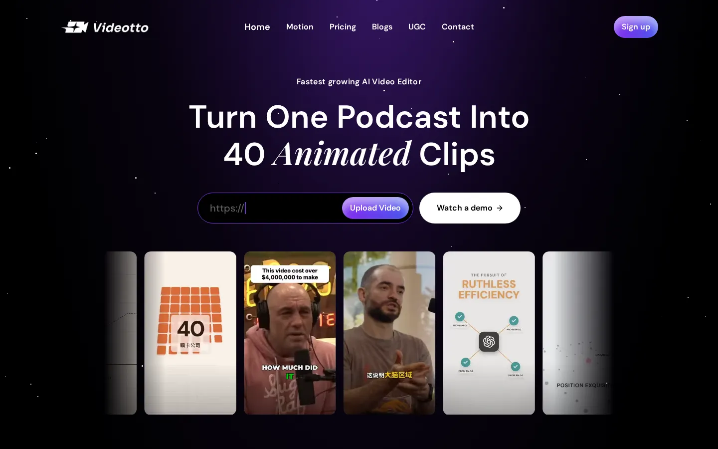 Videotto AI Short Video Generator product screenshot