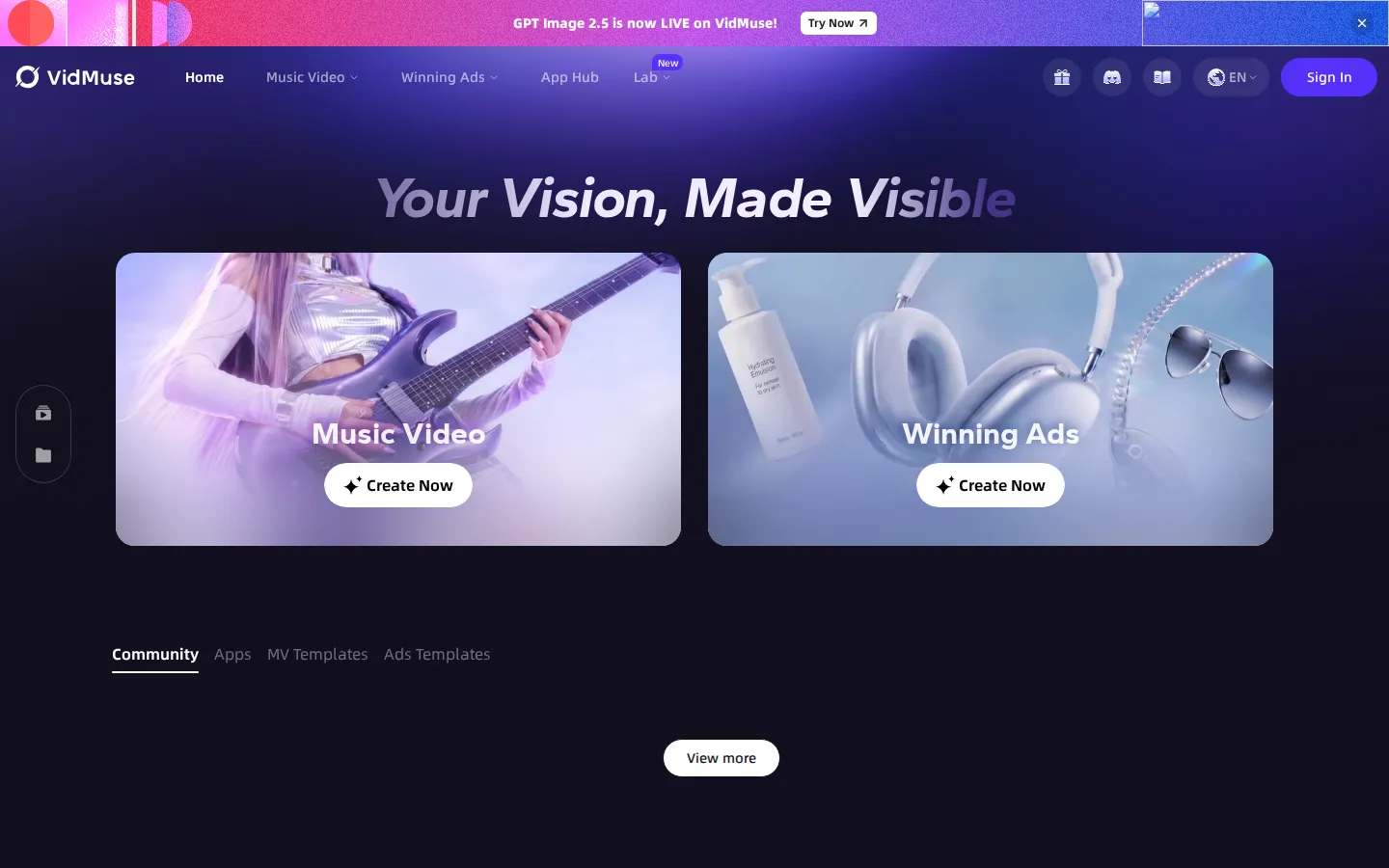 VidMuse AI Music Generator product screenshot