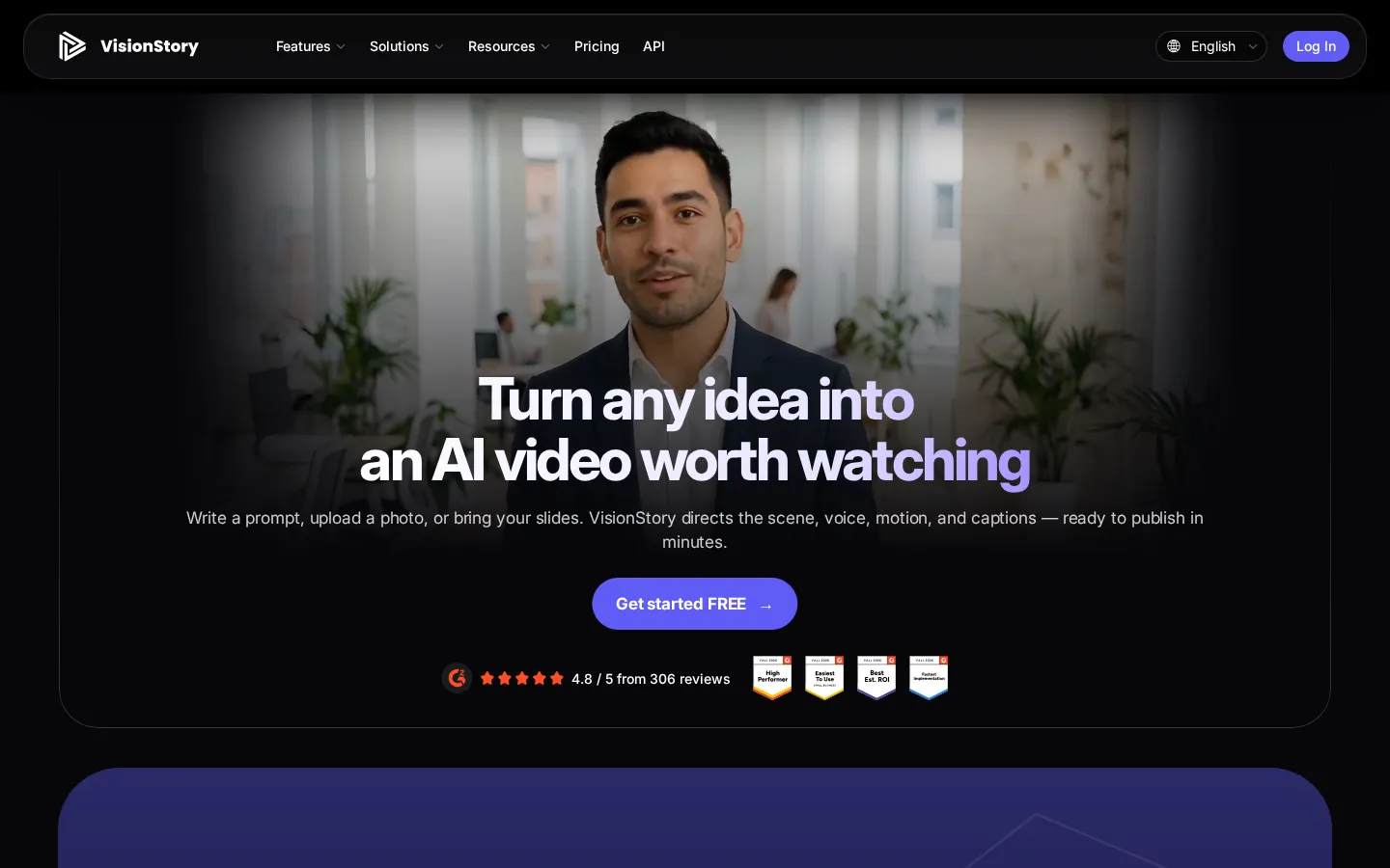 VisionStory AI Avatar Video Generator product interface screenshot