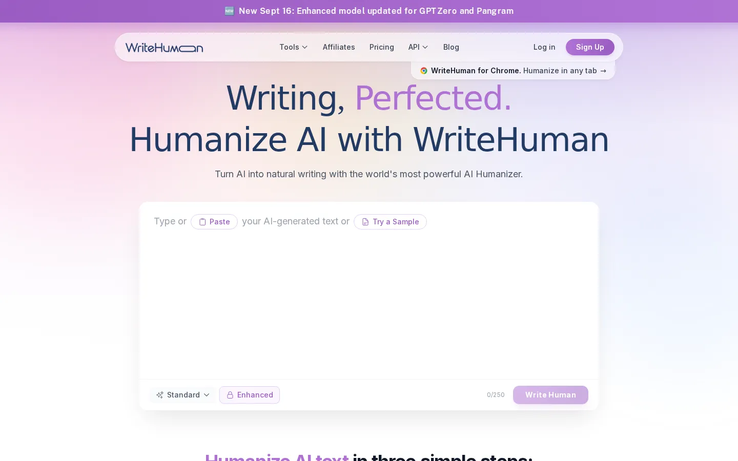 WriteHuman AI Detector product interface screenshot