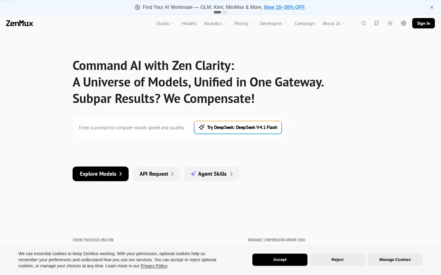 ZenMux AI API product interface screenshot